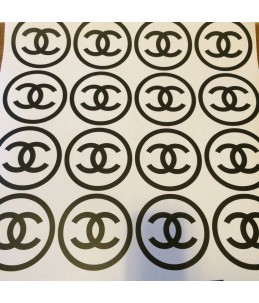 16 stickers chanel cercle rond planche