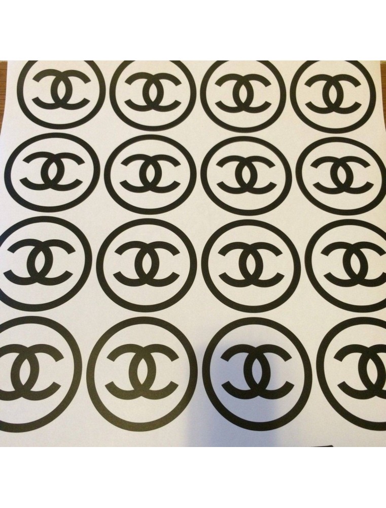 16 stickers chanel cercle rond planche